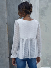 Embroidered Flower Swiss Dot Peplum Top